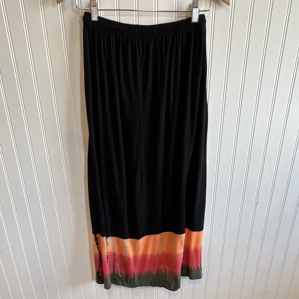 Paisley & Sage Women S Black Colorblock Maxi Skirt Elastic Drawstring Rayon